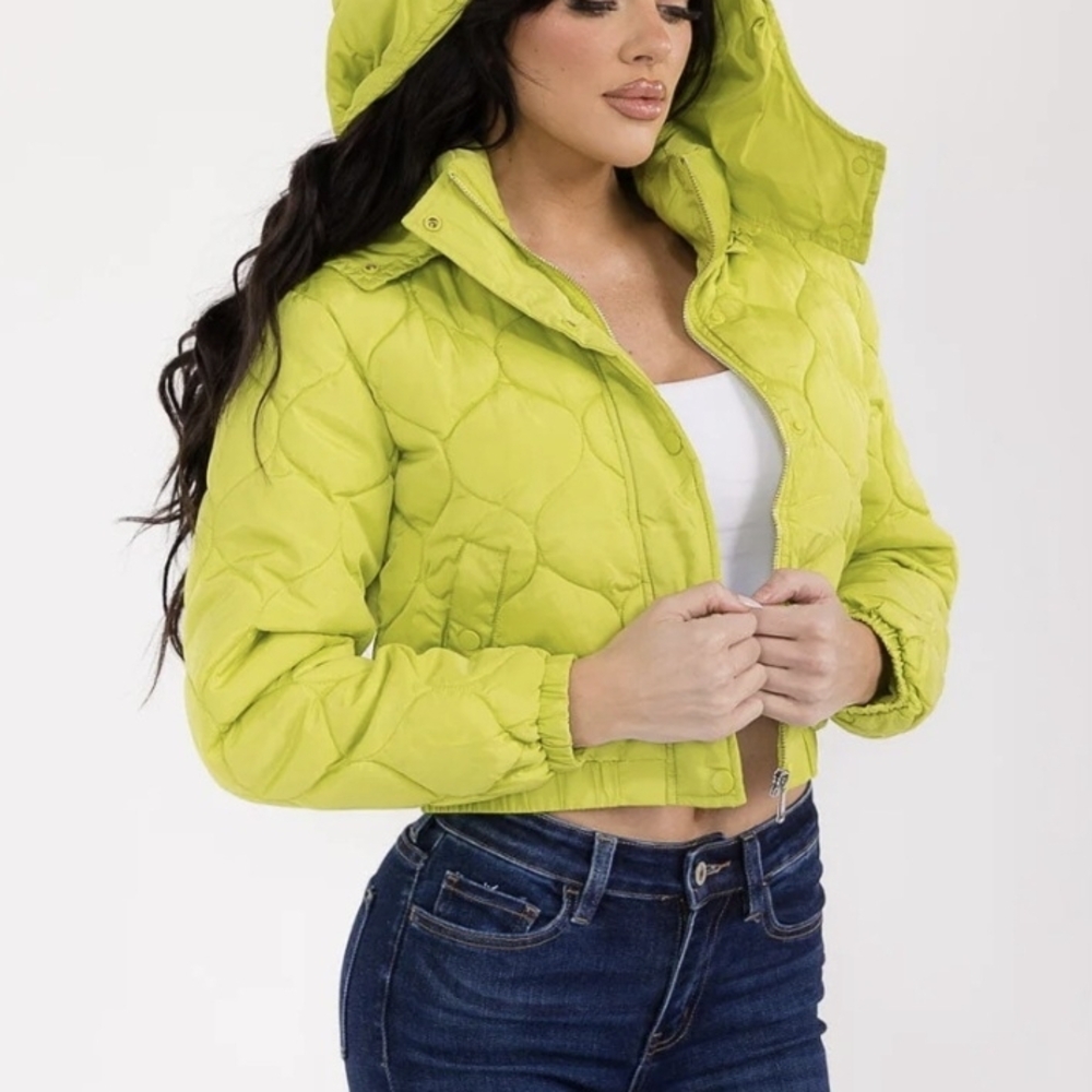 Vibrant Lime Quilted Women's Puffer Jacket